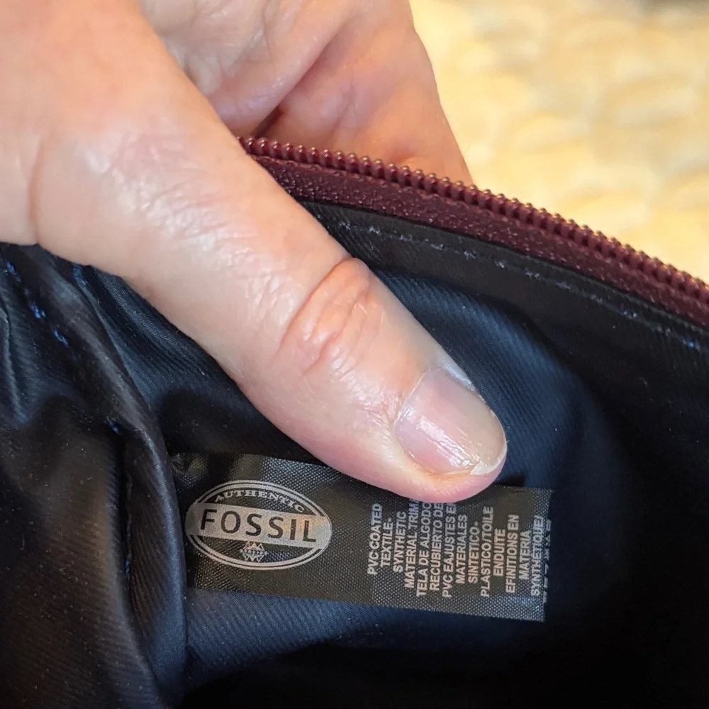 Fossil Brown Polka Dot Cosmetic Bag 11 x 9 in
